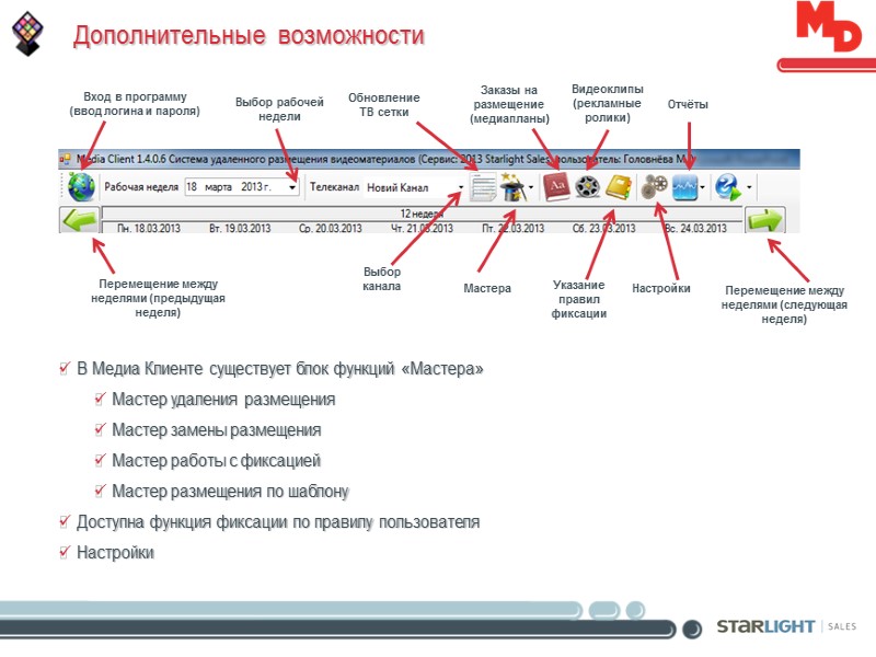 Дополнительные возможности Мастера Заказы на размещение (медиапланы) Видеоклипы (рекламные ролики) Указание правил фиксации Отчёты